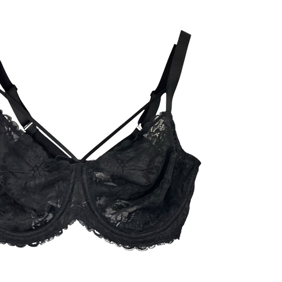 HSIA Womens Pretty In Petals Unlined Strappy Lace Bra Black Size 36 DD Black - Picture 5 of 11